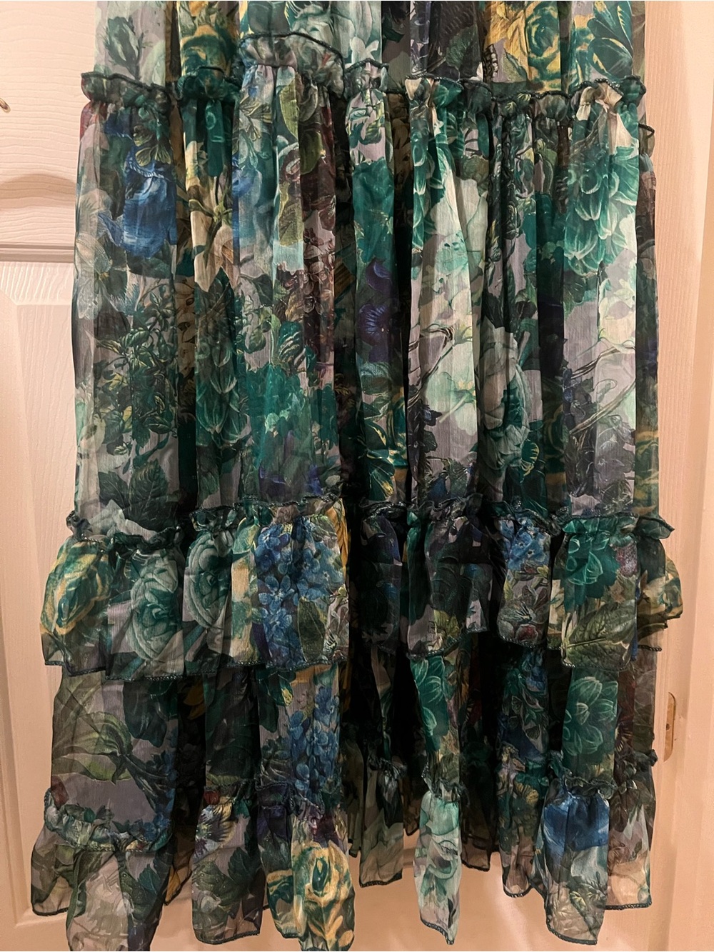 NWT Women’s Toleen Green Floral Tiered Boho Festival Maxi Dress Size Small - Picture 5 of 14